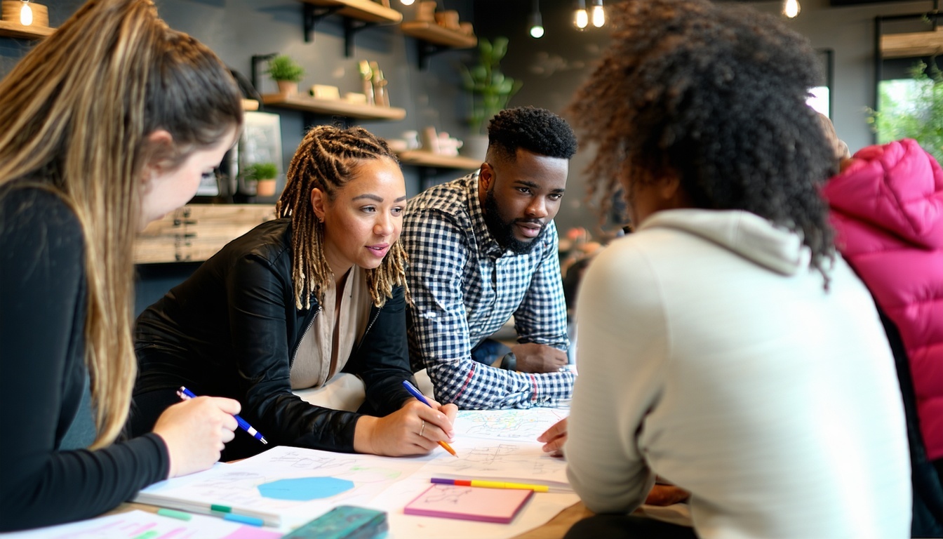 Community members collaborating in a support workshop